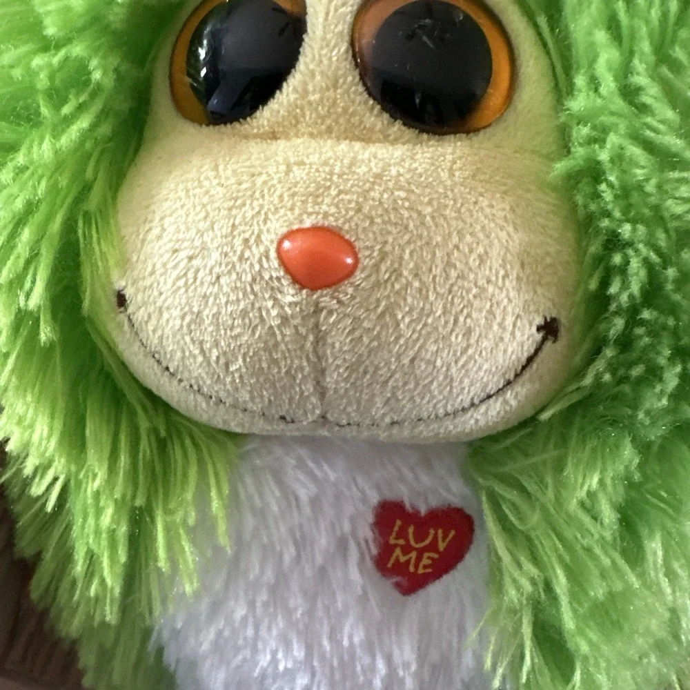 Ty Beanie Baby Monstaz Maxine Fuzzy Green Monster Plush Stuffed Animal No Sound